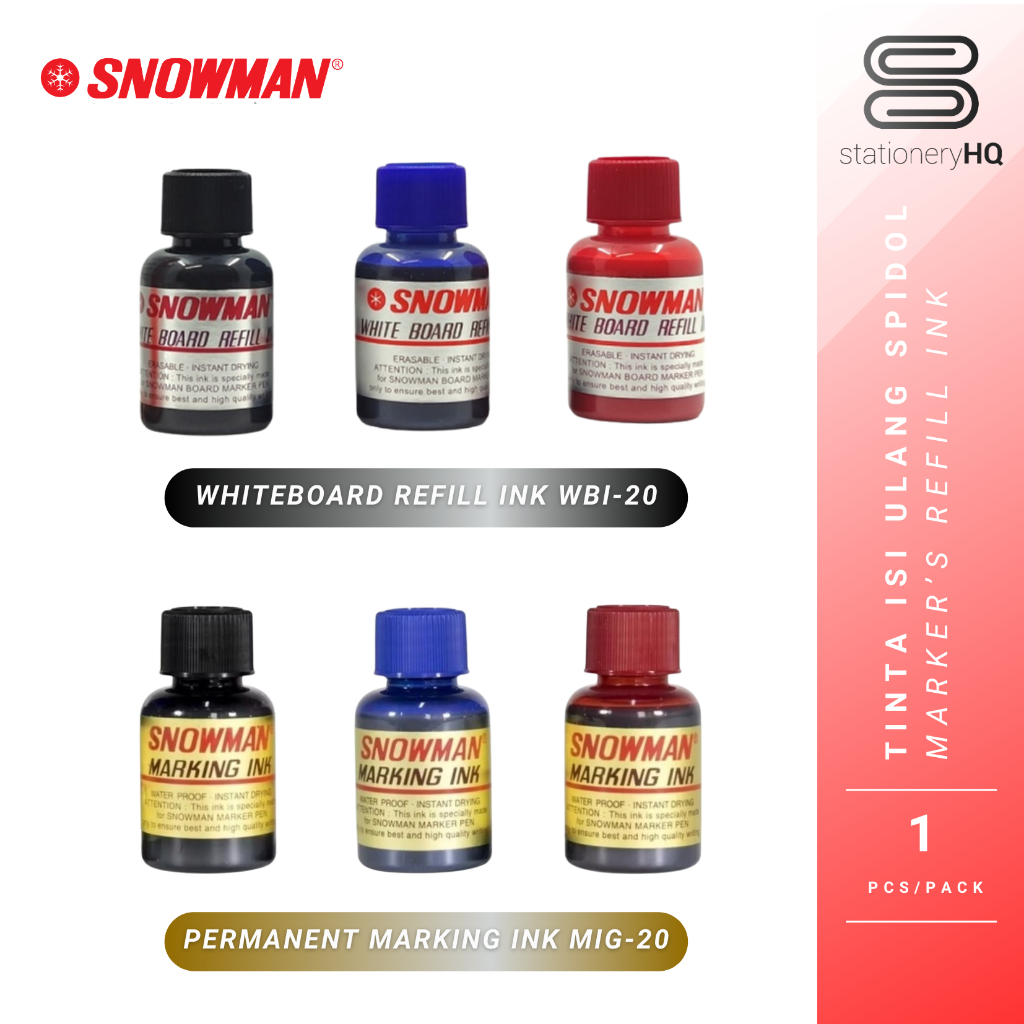 

Snowman Refill Isi Tinta Permanent MIG-20 & White Board WBI-20
