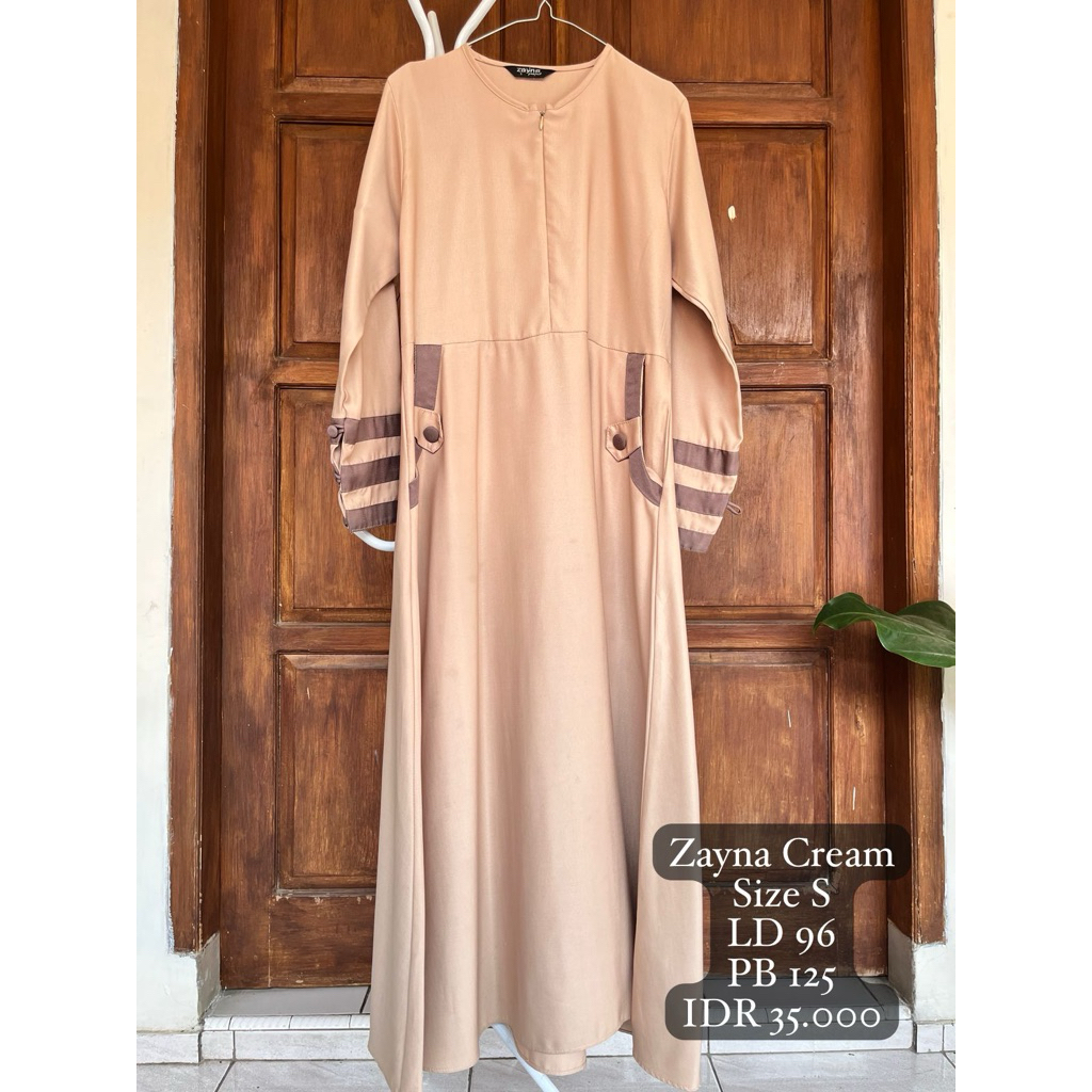 Gamis/Dress Muslimah Syari Zayna Warna Cream - Preloved Project