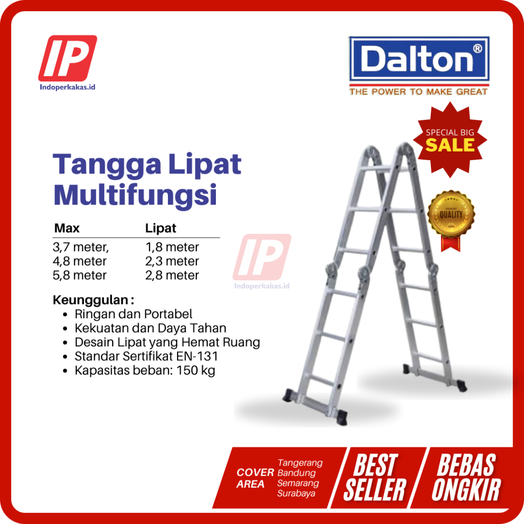 Tangga Dalton Lipat Multifungsi ML103 4x3 Steps Tinggi 3,7 Meter