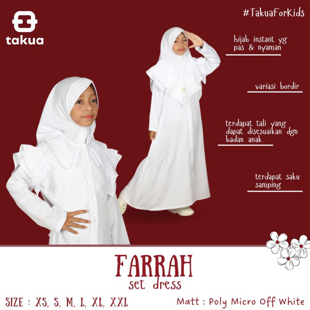 gamis putih anak perempuan Farrah by taukid