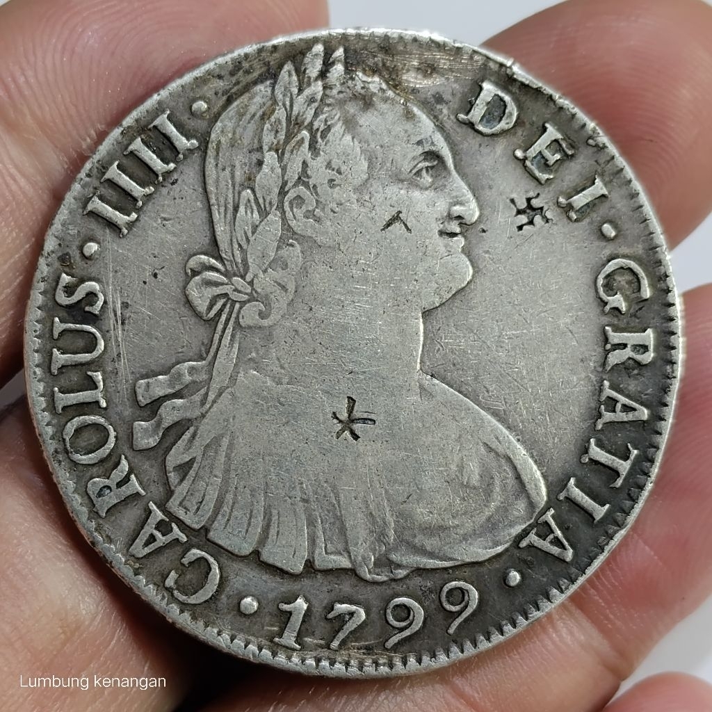 koin Silver 8 Reales Carolus llll 1799 Koin perak