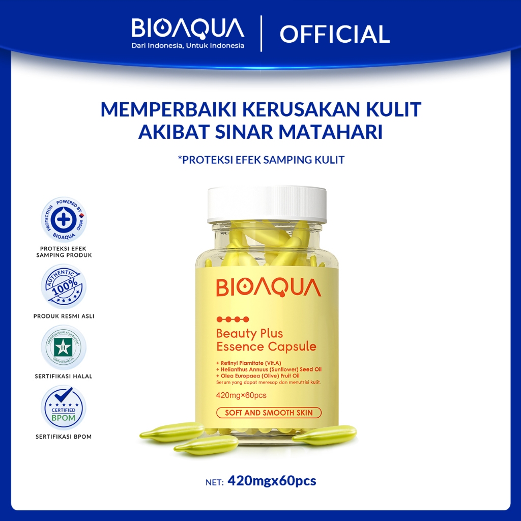 BIOAQUA Serum Wajah Beauty Plus Essence Capsule 60pcs Vitamin E Facial Essence Moisturizing Anti-agi