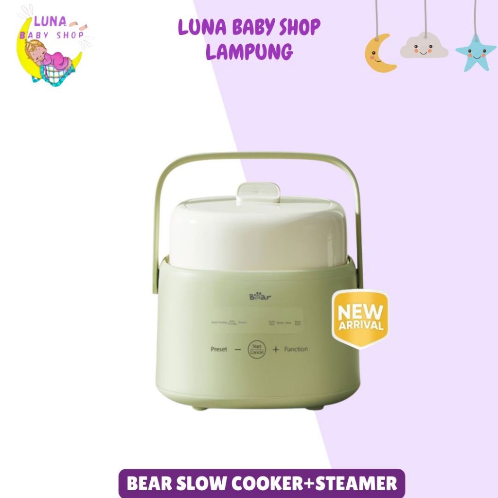 Bear Slow Cooker 1L + Steamer/Slow Cooker Ceramic Pot/MPASI Cooker