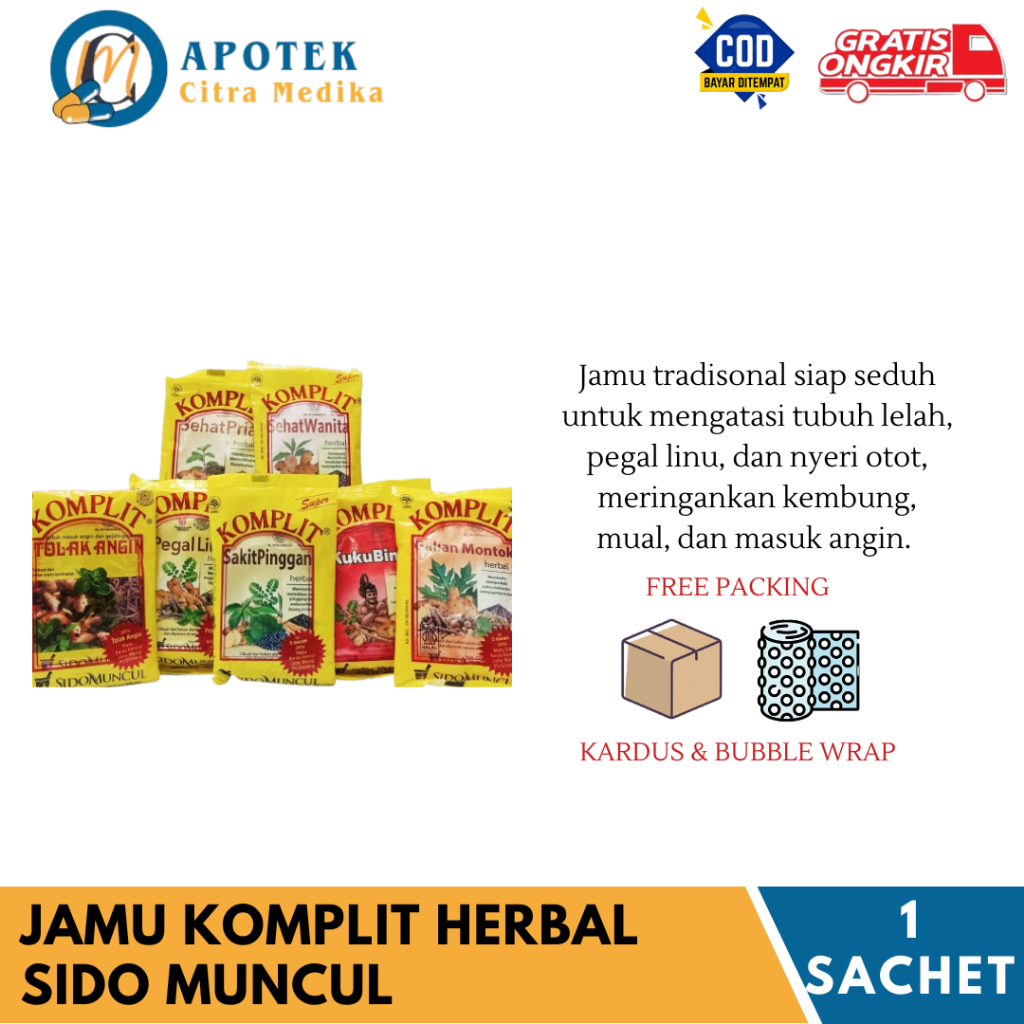 

JAMU KOMPLIT HERBAL SIDOMUNCUL - MENGATASI PEGAL LINU, MASUK ANGIN DAN MEMELIHARA KESEHATAN