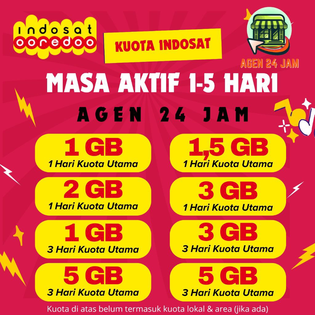 PAKET DATA IM3 INDOSAT HARIAN 1 -5  HARI/ KUOTA INTERNET IM3 INDOSAT TERMURAH 24 JAM
