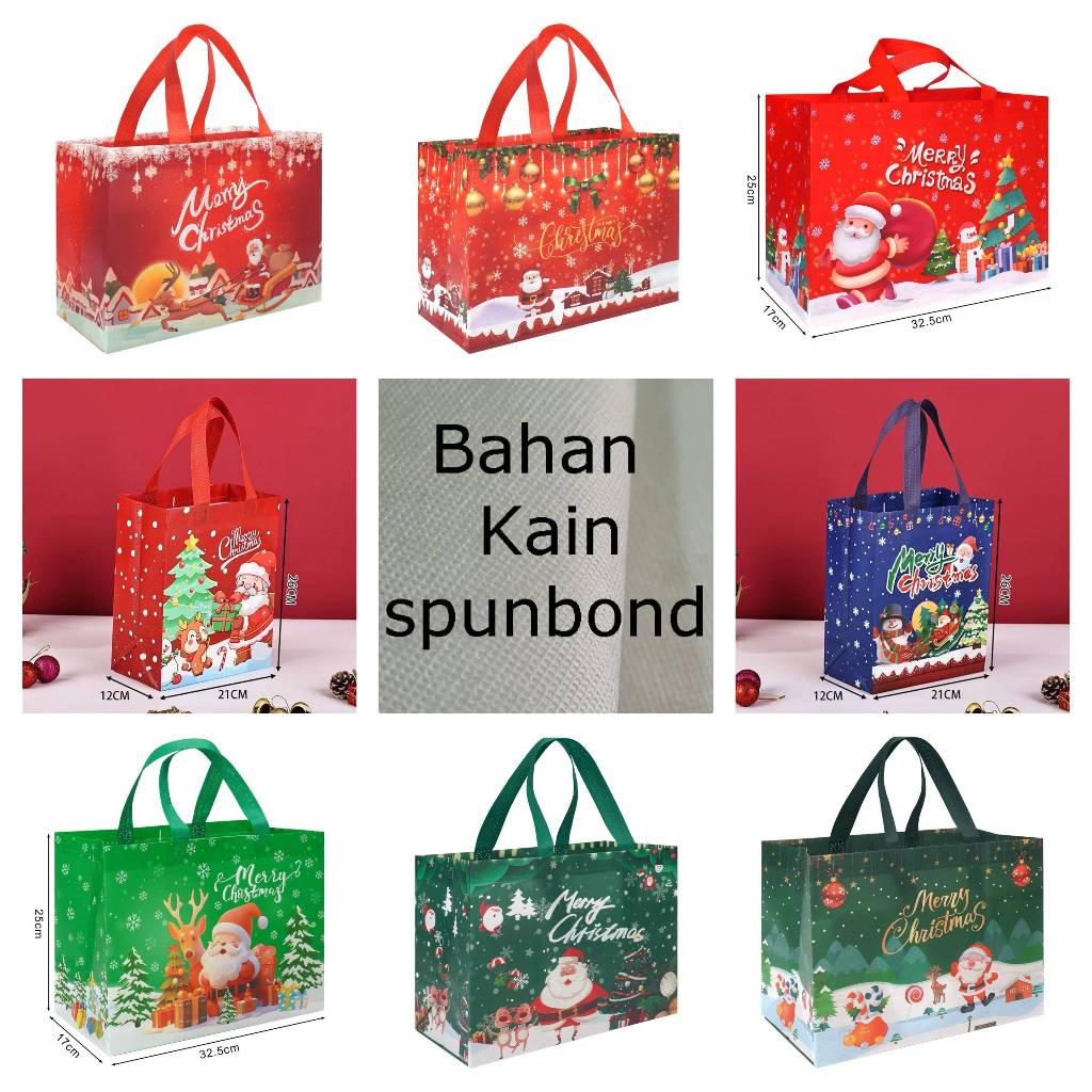 

Tas Hampers Natal Bag Spunbond Xmas Goodie Bag Christmas Tote Bag Souvenir