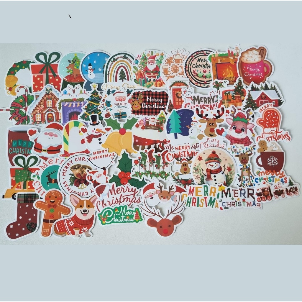 

Stiker Kotak Kue Natal Sticker Vynil Label Box Cookies Christmas Isi 50Pcs Xmas Set
