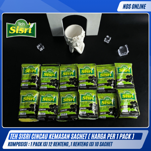 

Teh Sisri Rasa Cincau Sachet – Isi 1 Pack (12 Renteng x 10 Sachet) | Teh Segar dengan Cincau Asli