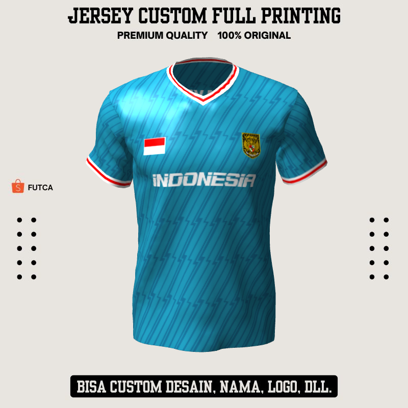 Kaos Jersey Futsal Timnas Kiper Biru Motif Geometris 124 - Jersey Baju Olahraga Full Printing