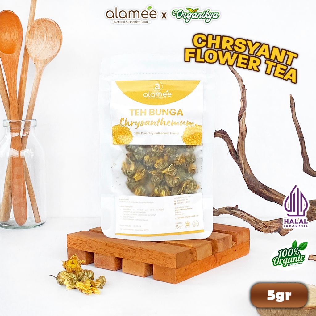 

Teh Bunga Chrysanthemum Tea Krisan Emas Golden Crysant Herbal Alami Organik Alami 5gr organikya