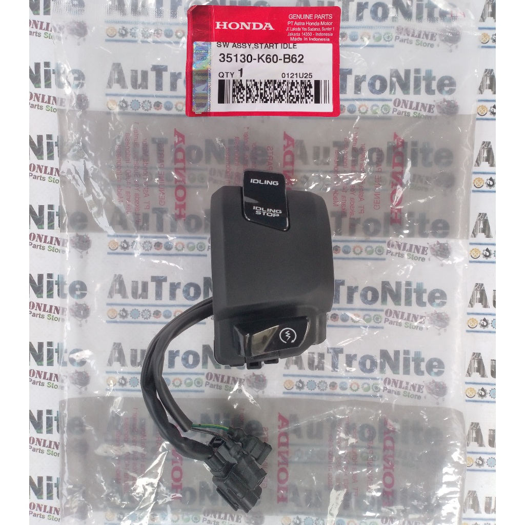 Holder Kanan Saklar Tombol Starter Set Switch Assy Idle Stop 35130-K60-B62 Original Honda Vario 125 
