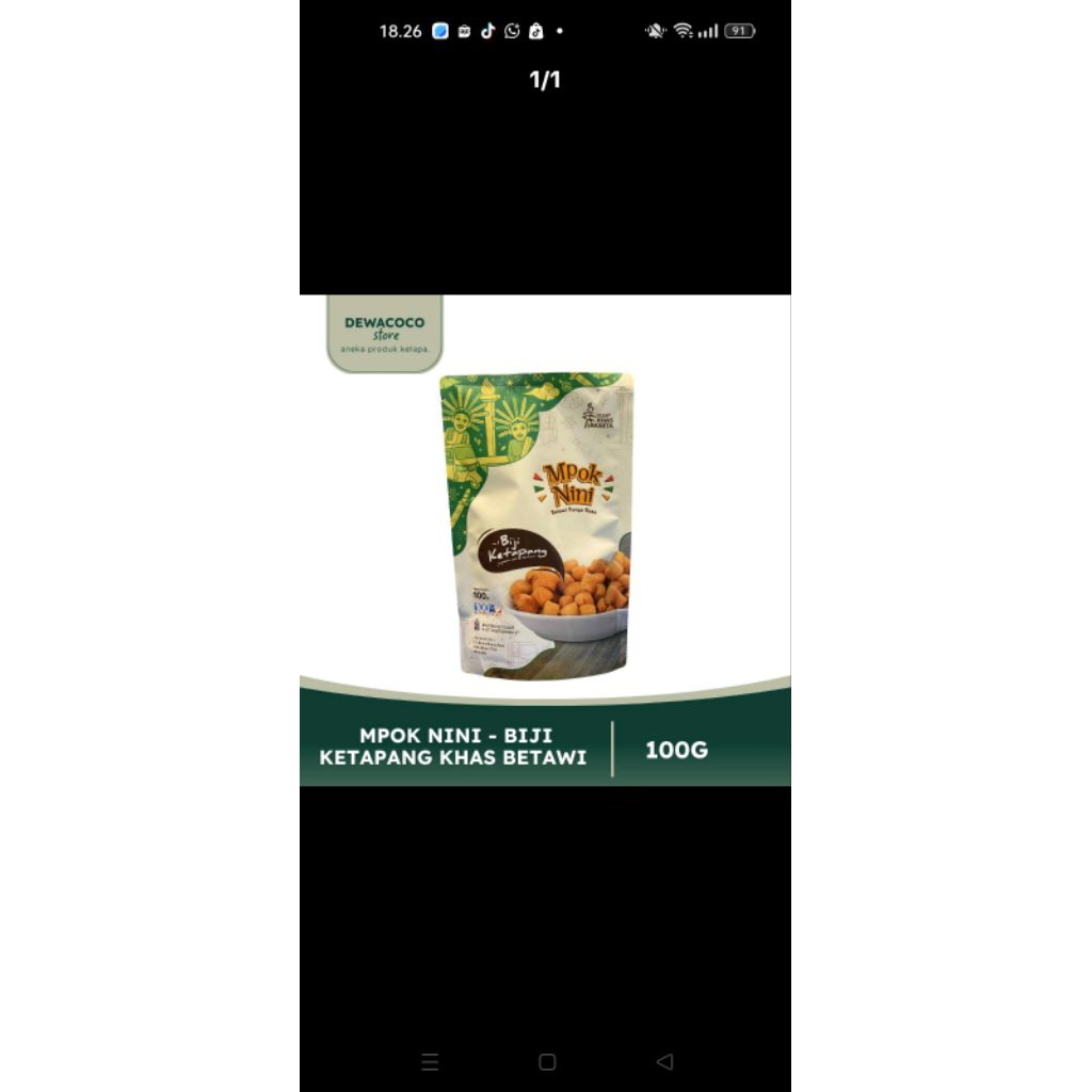 

Biji Ketapang Khas Betawi Mpok Nini 100 gr