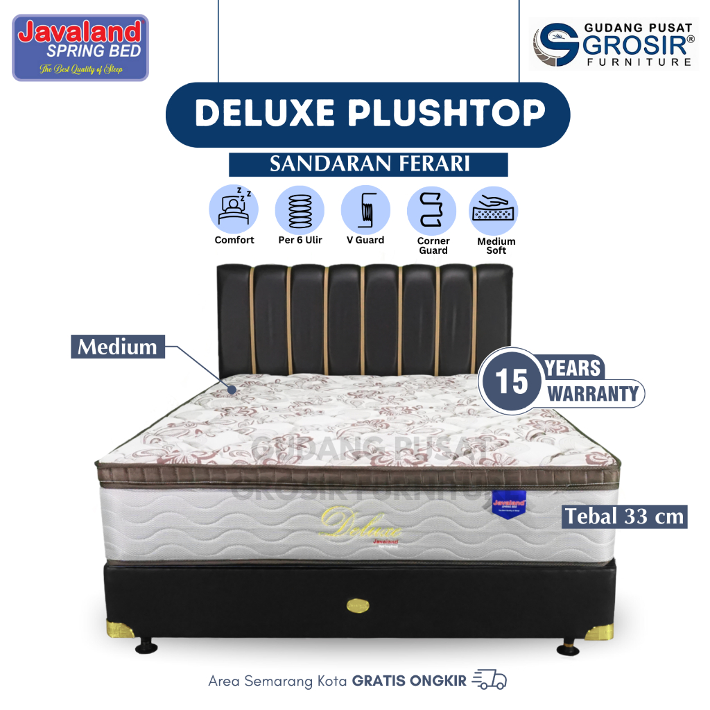JAVALAND Spring Bed - Deluxe Plushtop - Springbed+Divan+Sandaran