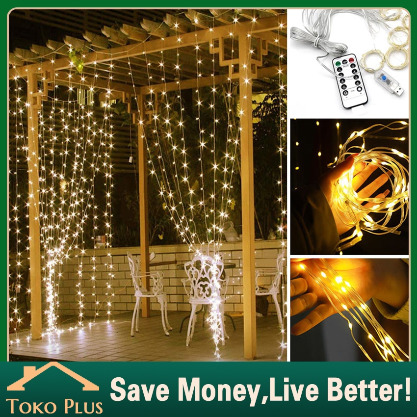 Lampu Jala Jaring LED Warm dan Rainbow Lampu Tumblr Light Jala dekorasi taman cafe Lampu Natal Tirai