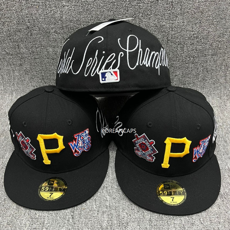 Topi Snapback Fitted Pittsburgh Pirates Historic World Series Champions Latin Bordir Build Up Caps