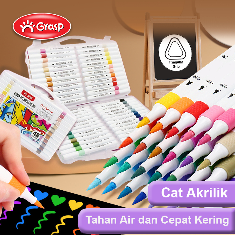 

GRASP Marker Acrylic Brush 12/24/48 Warna Pena Seni Tinta Akrilik Ujung Lentur MW016