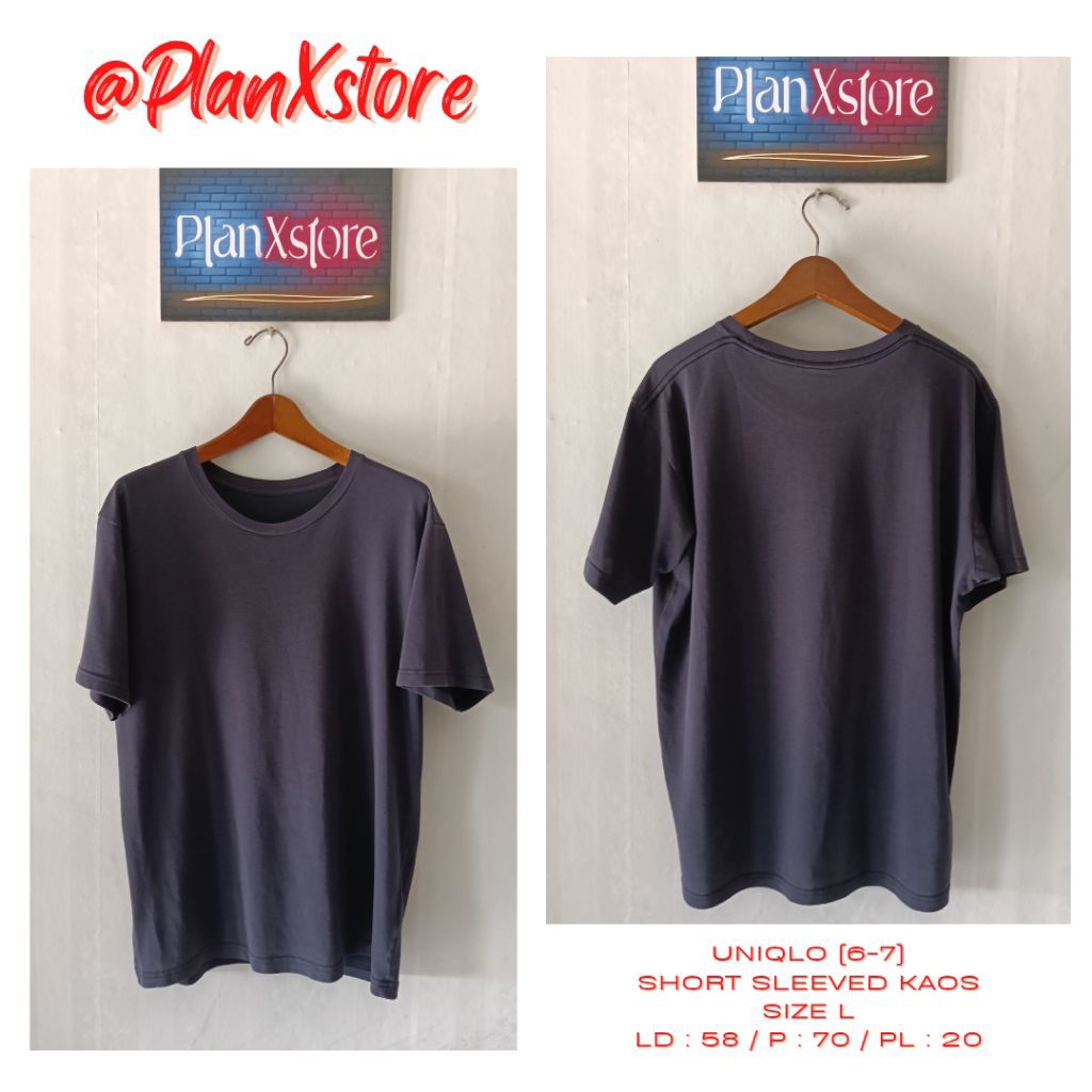 UNIQLO (6-7) CN SHORT SLEEVED KAOS SIZE L WARNA NAVY PRELOVED TERJANGKAU