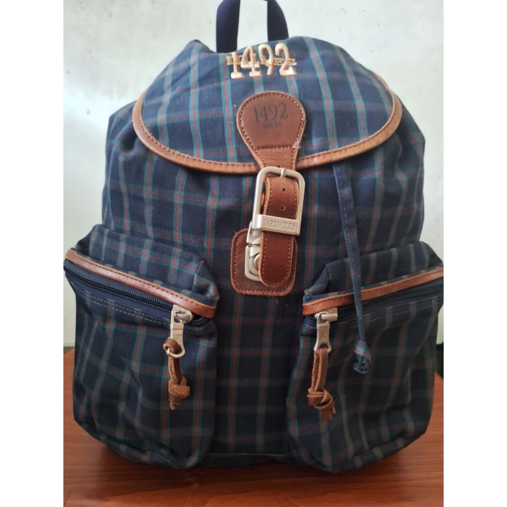 Tas Ransel Serut Kanvas Kulit Preloved