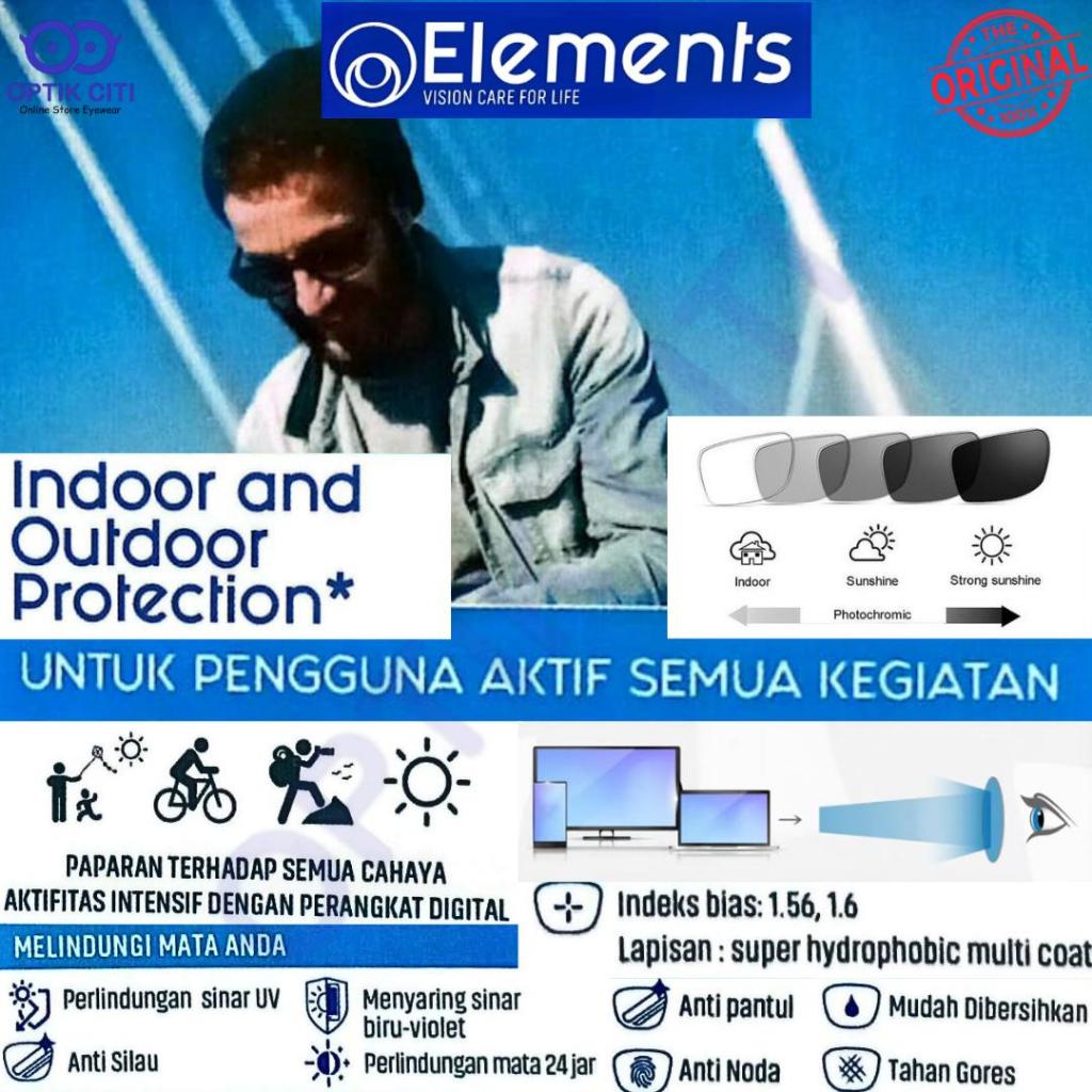 lensa kacamata minus essilor elements photochromic uv 420 original