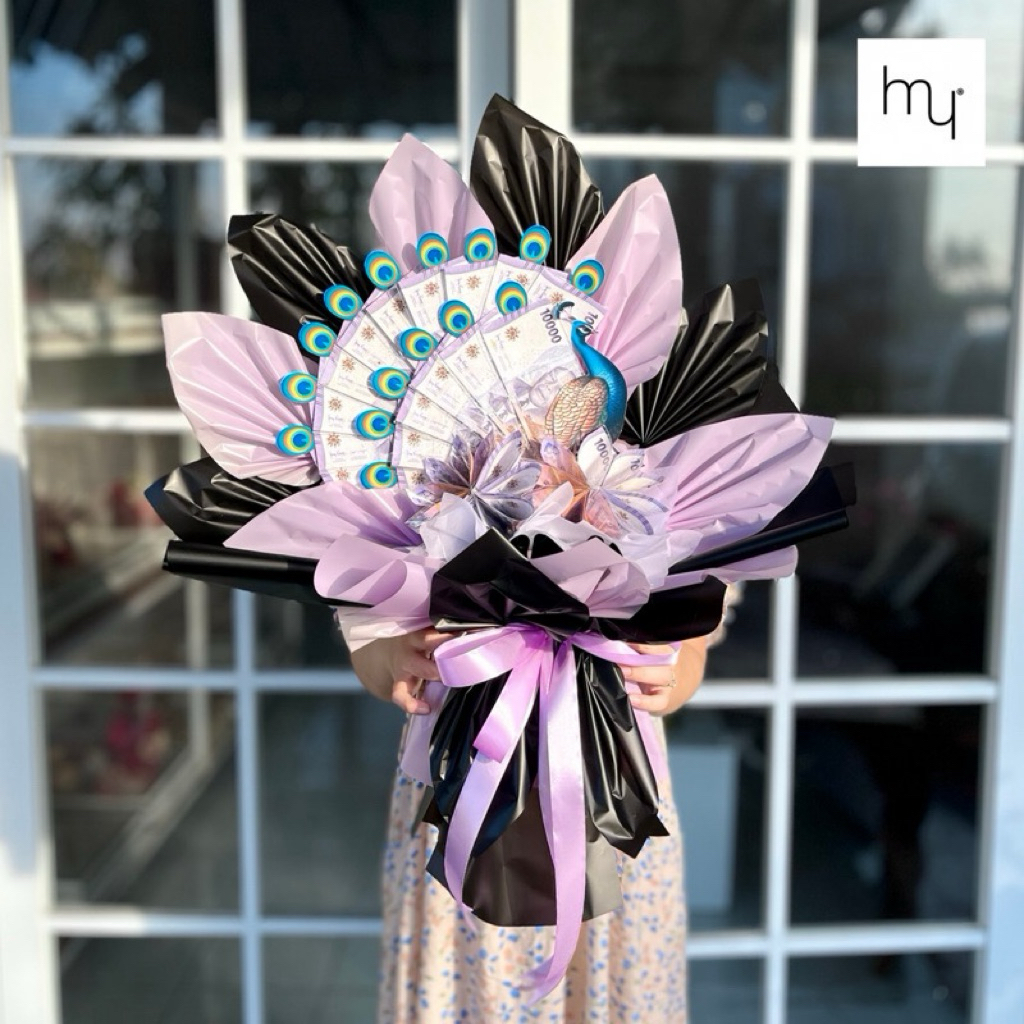 HOOMEY - Buket Uang Merak | Money Peacock Bouquet | Buket Uang Asli | Buket Wisuda | Buket Anniv