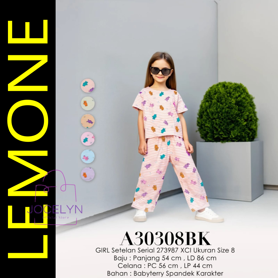[NEW] LEMONE for Girls BabyTerry Spandek 303xxBK Setelan Piyama anak perempuan cewek umur 1-12 tahun