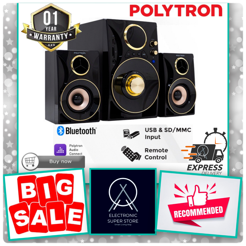 SPEAKER MULTIMEDIA POLYTRON PMA-9310 PMA9310 PMA 9310 BLUETOOTH LOW WATT SUPER BASS POLYTRON SPEAKER