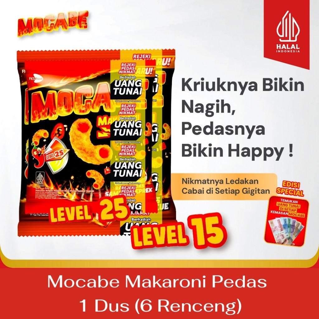 

Mocabe Makaroni Pedas - 1 Dus (6 Renceng) - 60 Pcs