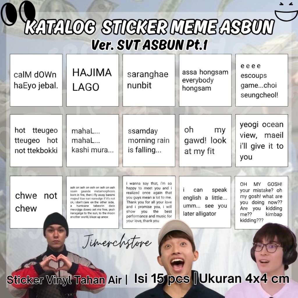 

STICKER ASBUN LUCU SVT SEVENTEEN KPOP MEMBER Stiker Pack set