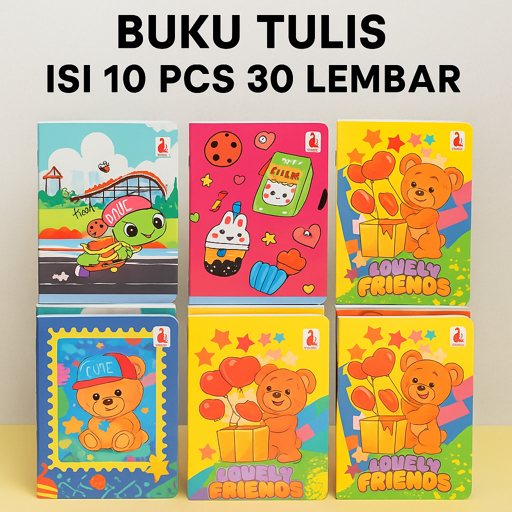 

Buku Tulis Anak 30 Lembar Isi 10 Pcs Motif Cerah