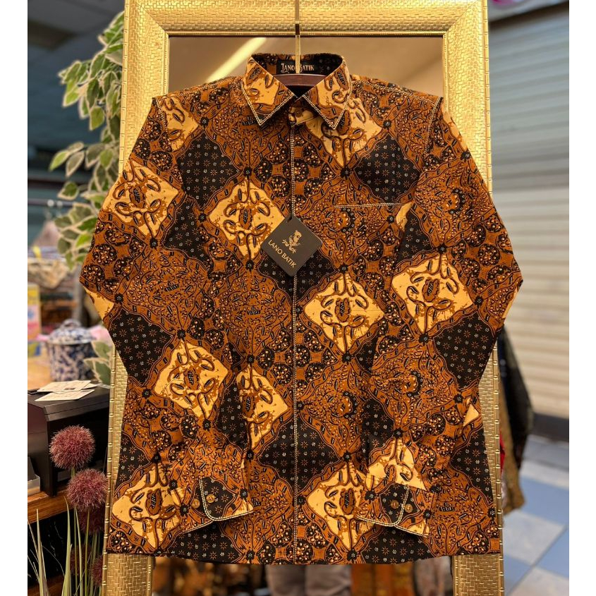 Lano Batik Semi Jas - Kemeja Batik Smock Semi Jas - Sidomukti - Batik Katun - Baju Batik Pria - Keme
