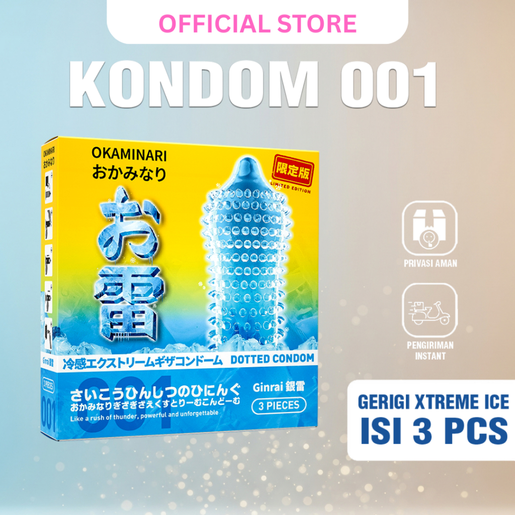 Okaminari 001 Kondom Ginrai Ice 3 Pcs Gerigi Xtrme
