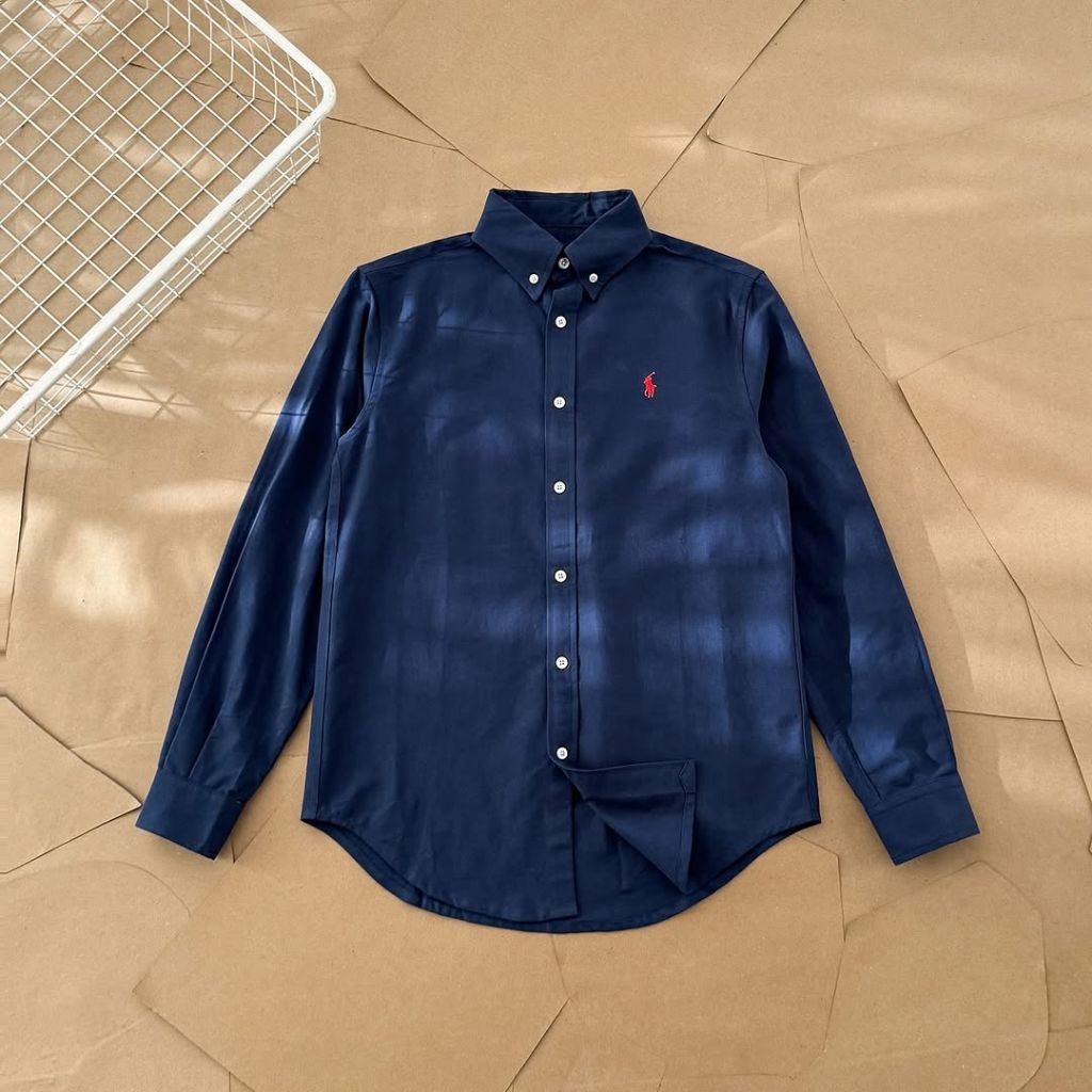 Kemeja Pria Lengan Panjang Polo Ralph Lauren Long Sleeve Shirt - Navy Blue