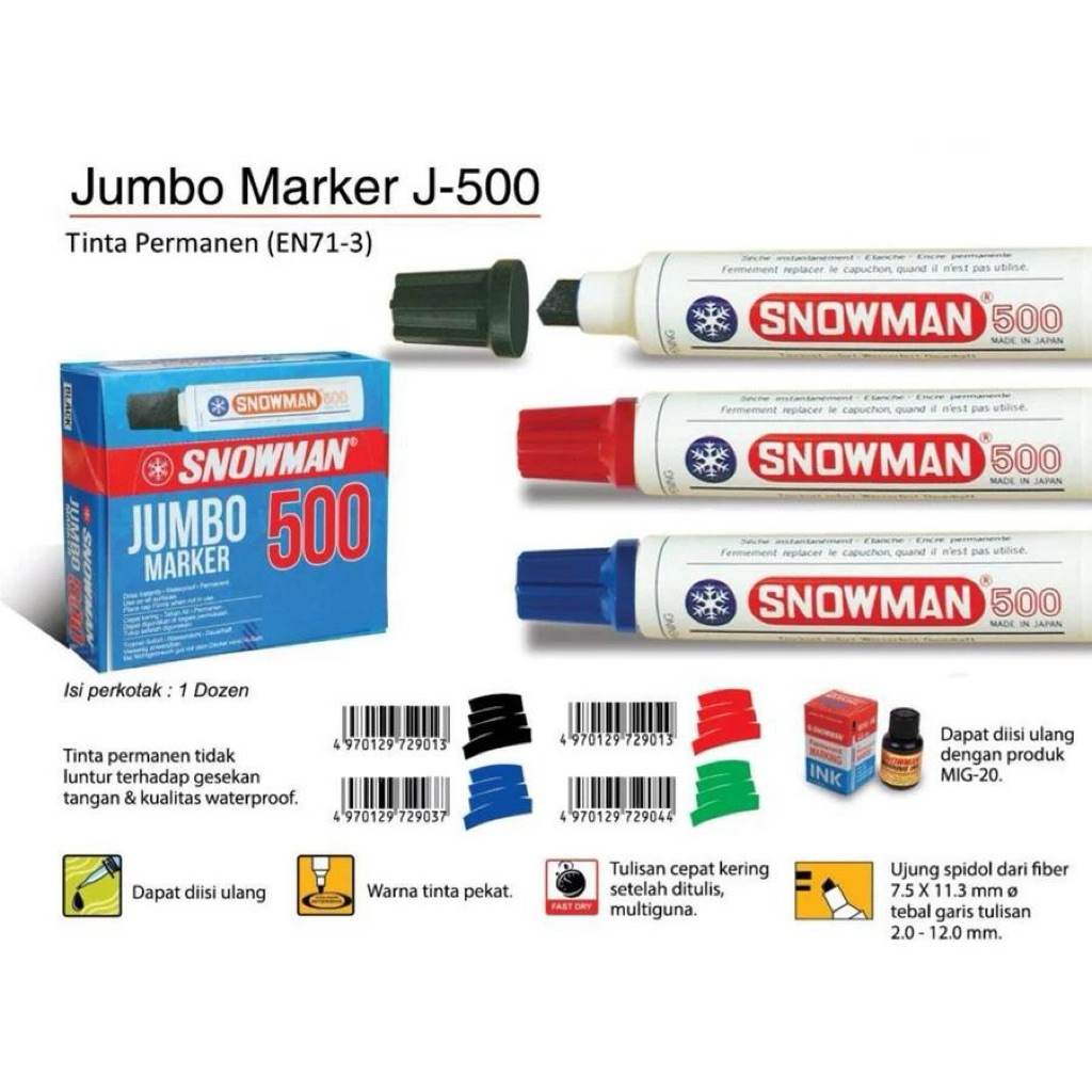 

Spidol Snowman Besar J-500 Permanent