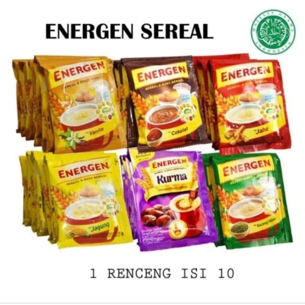 

Energen 1 renteng isi 10 sachet coklat kacang ijo