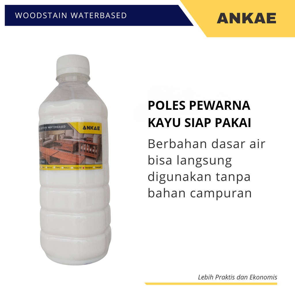Pernis Kayu Mengkilap 500 gr Vernish Clear Glossy Water Based Siap Pakai Cat Kayu Exterior Interior 