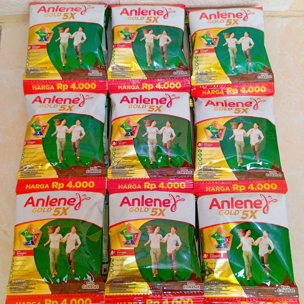 

Anlene Gold 5x Susu Bubuk Dewasa Cokelat 10 x 25gr . Nutrisi Tinggi kalsium untuk Tulang