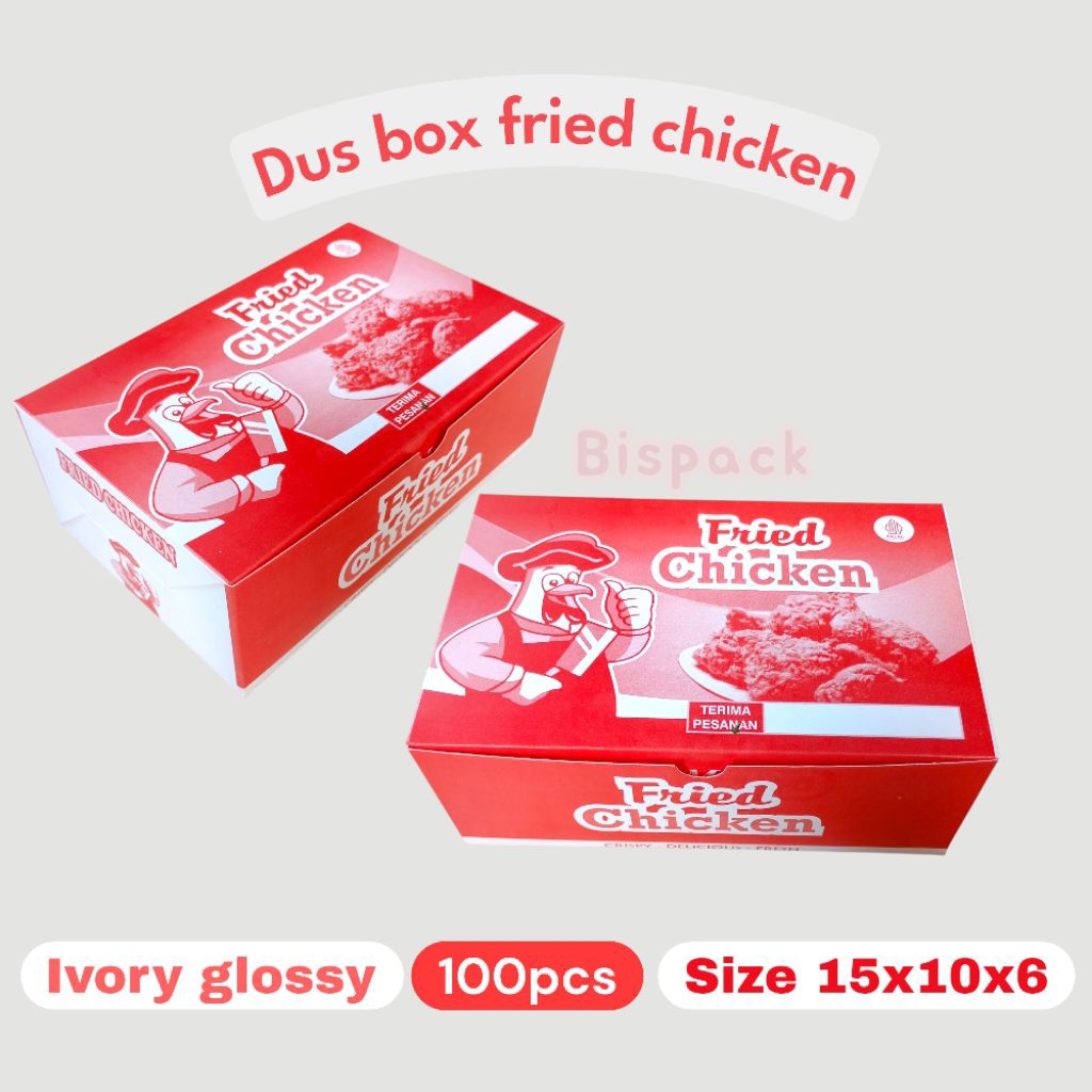 

@100pcs dus box fried chicken ivory glossy warna merah
