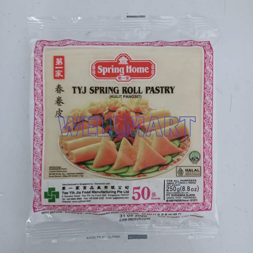 Kulit Lumpia TYJ Spring Roll Pastry 250gr Isi 50 Lembar Kulit Pangsit Frozen