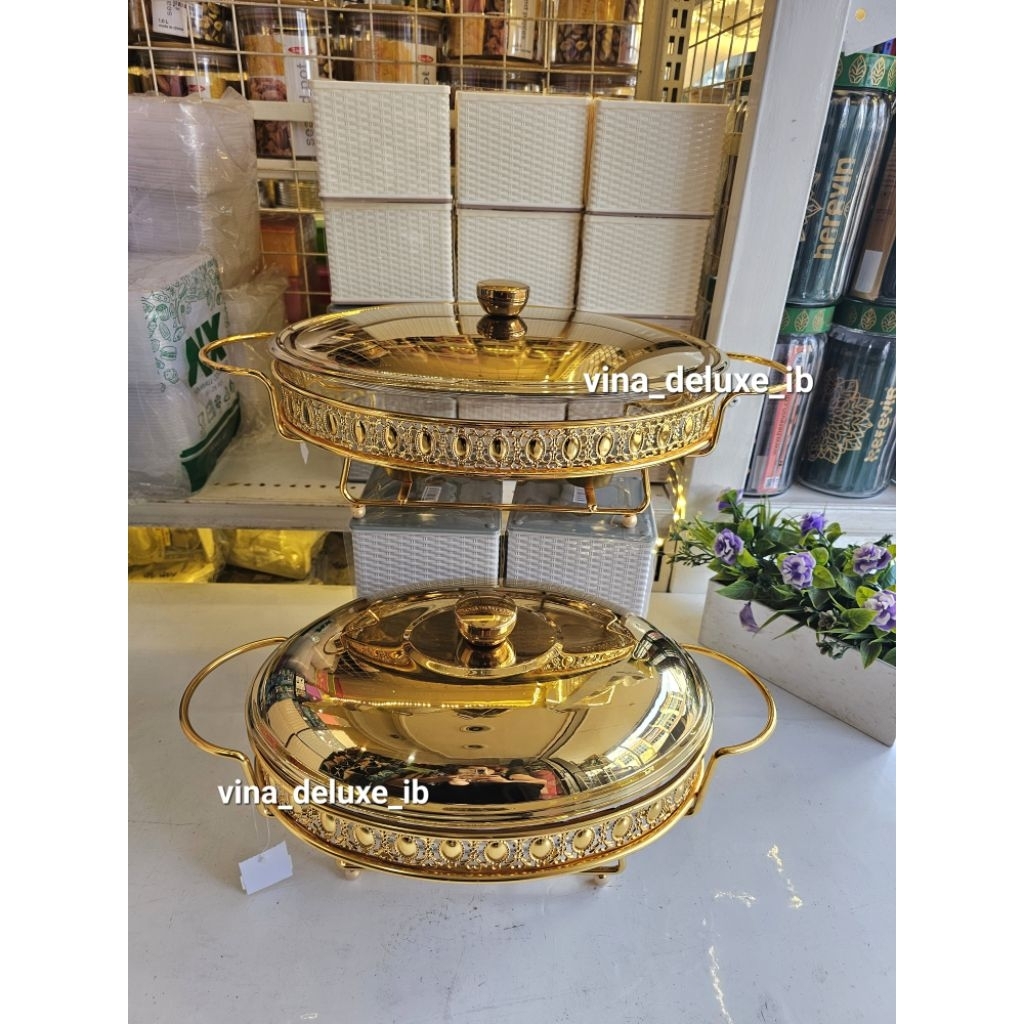 Prasmanan Oval Kaca Stainless Gold 2.5liter & 3liter