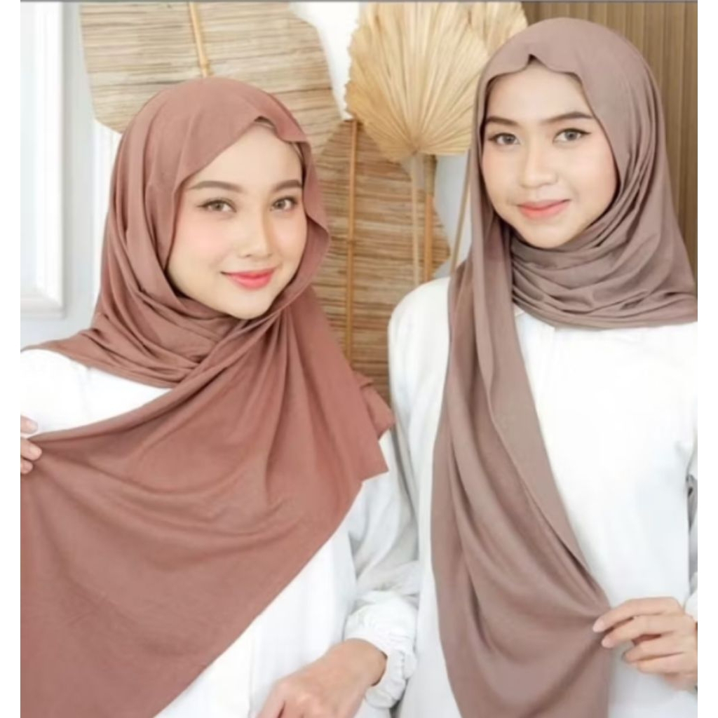 Pashmina Mleyot Jersey Premium Hijab Instan Panjang Tebal Adem Anti Gerah