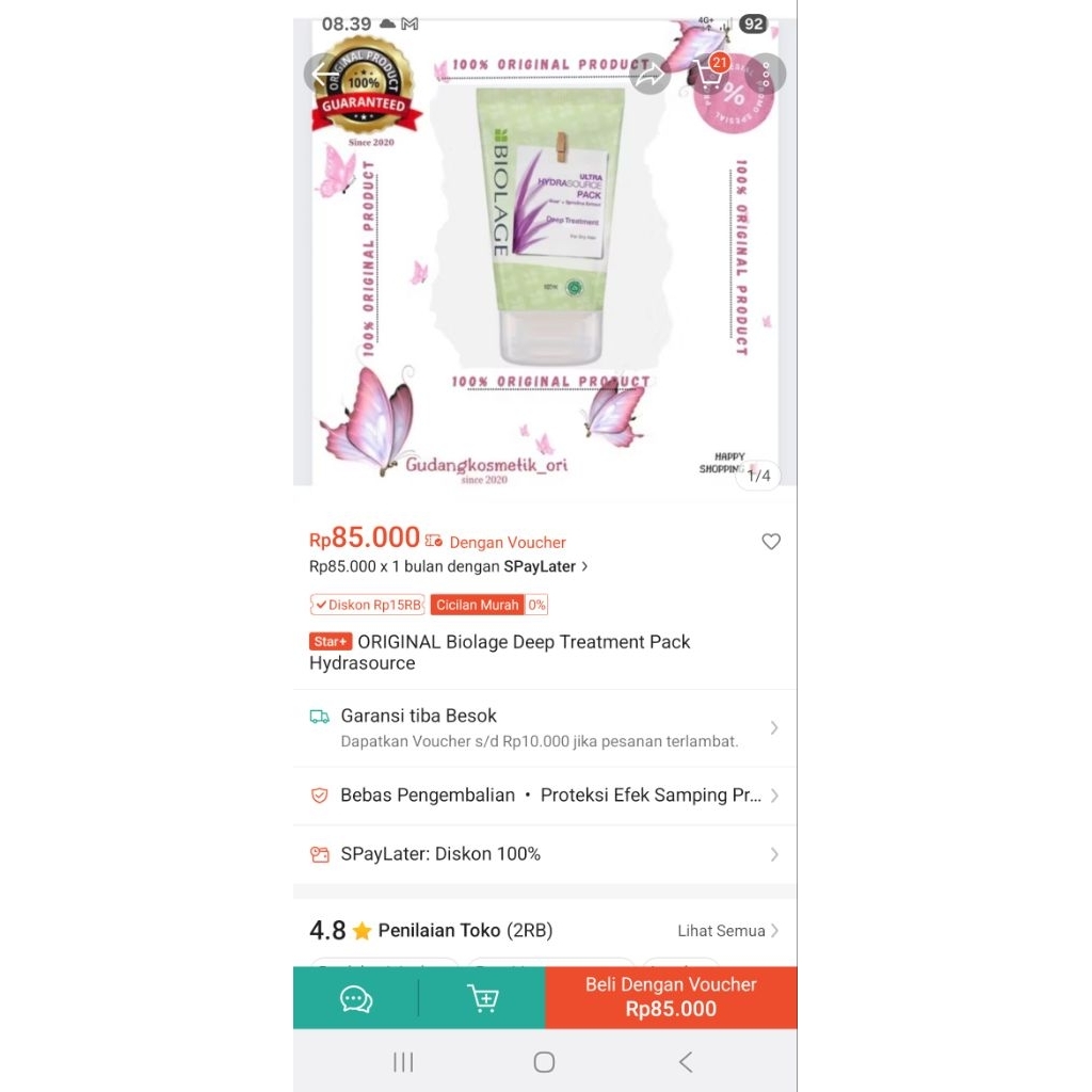 jual rugi - new, ORIGINAL Biolage Deep Treatment Pack Hydrasource