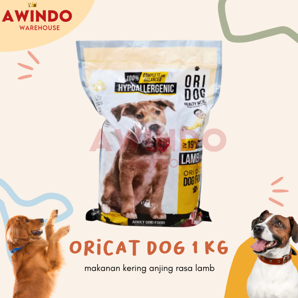 ORI DOG 1KG HYPOALLERGENIC - Makanan Kering Anjing Dog Dry Food Hypoallergenic Adult Lamb