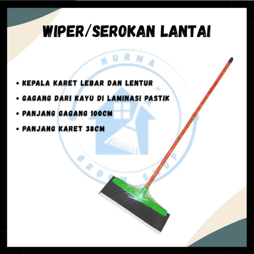 Wiper/serokan lantai gagang kayu