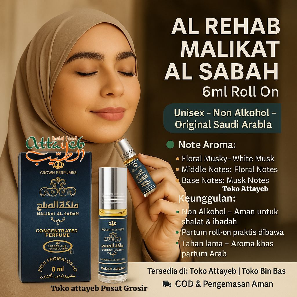 Al Rehab Parfum Malikat Al Sabah 6ml Roll On Unisex Non Alkohol Original Parfum Al Rehab 100% Origin