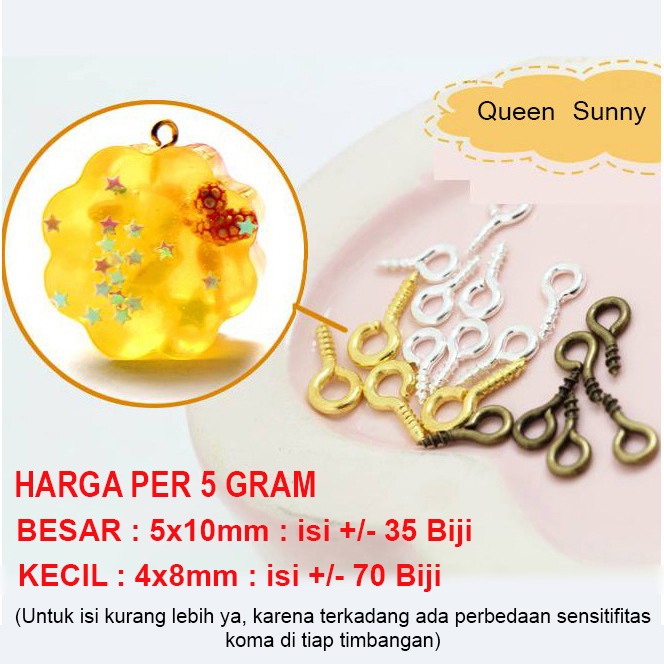 Paku Ulir (5 GRAM) Kait Ulir Mur Skrup Mini Screw Eye Pins Paku Mata Ulir Gantungan Resin BHN110