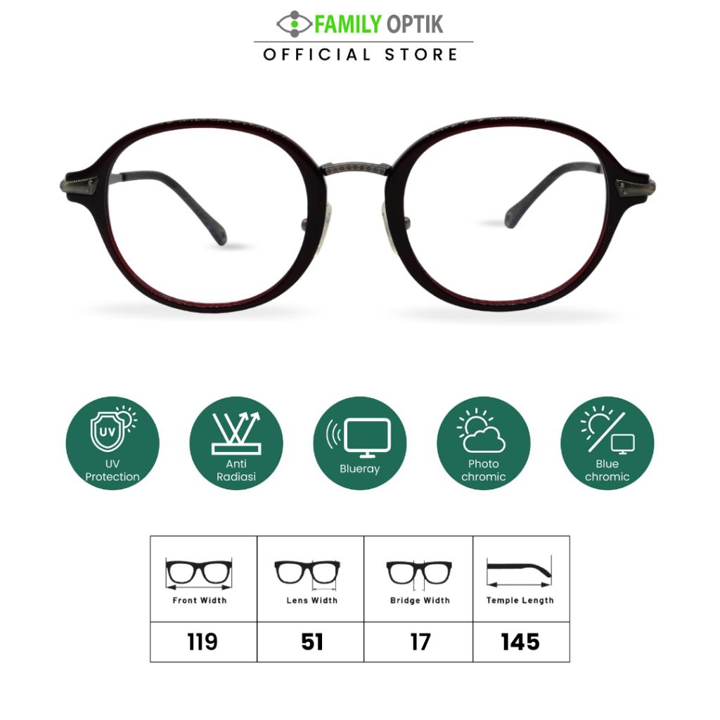 Family Optik- Kacamata Blueray Photocromic Anti Radiasi VZ3608