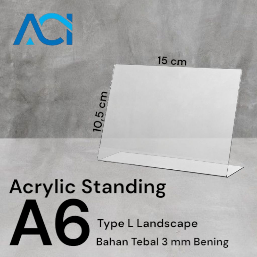 

Akrilik Standing/Akrilik Tent Holder/Tempat Brosur/Akrilik Tent Card A6 L Landscape 3mm