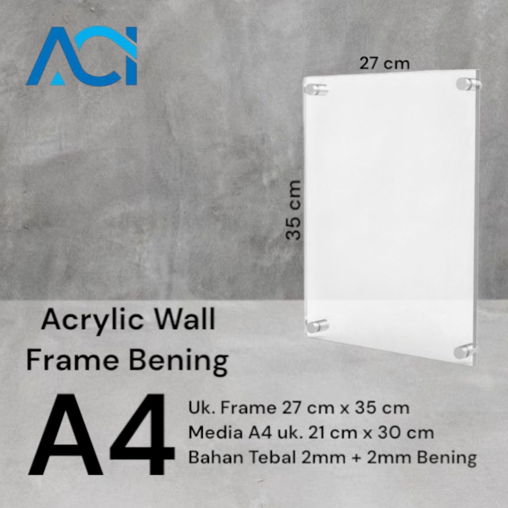 Acrylic Wall Frame A4/Akrilik Frame A4 Landscape/Portrait 2mm