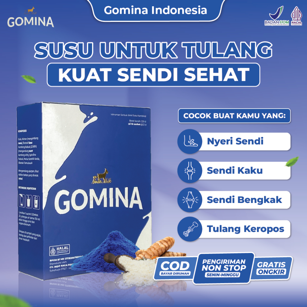 

GOMINA Susu Kambing Etawa - Hilangkan Nyeri Lutut Secara Ampuh - 100% ORIGINAL