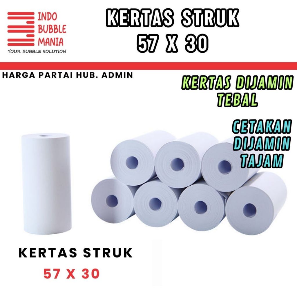 

Kertas Struk 57 x 30 Coreless – Untuk Mesin EDC, Mini Printer & POS